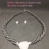 Collier en Hématite et Quartz rose