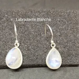 Boucles d'oreilles Labradorite Blanche