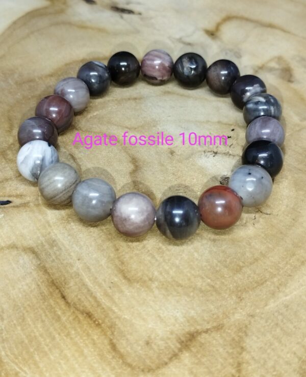 Bracelet Agate fossile 10 mm